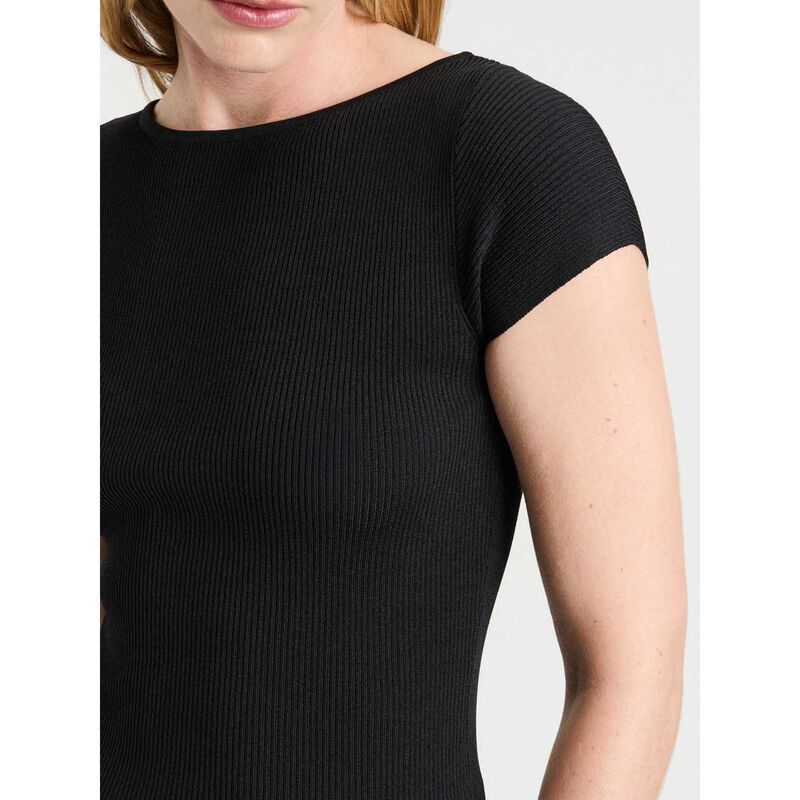 Veronika Maine Ribbed Cap Sleeve Boat Neck Knit image number 2